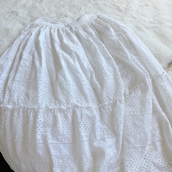Lucky Brand White Eyelet Tiered Midi Skirt Size M Boho Cottagecore - Picture 5 of 15
